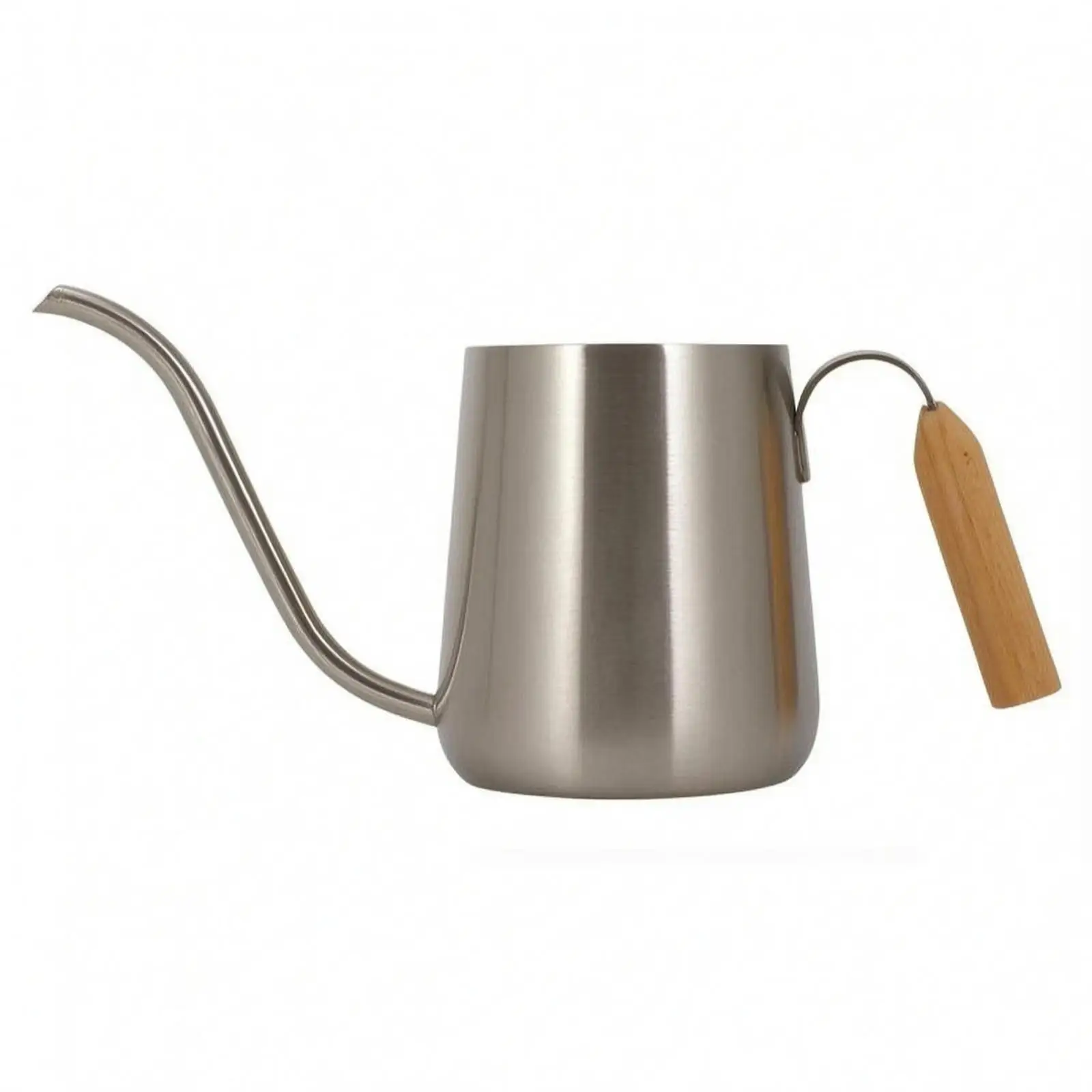 Decorative Watering Can Stainless Steel Cylinder Open Top Wood Side Grip for Plant Lovers and Pots