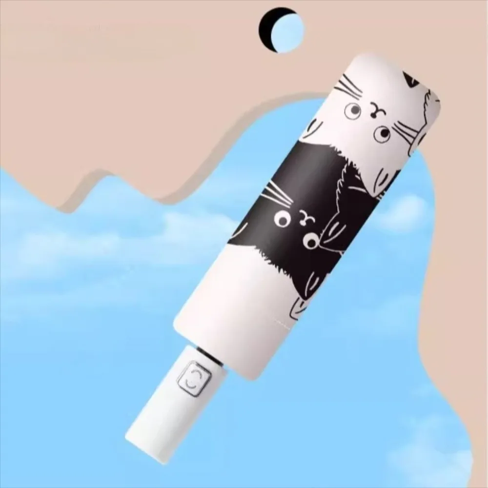 

Cartoon Cat Automatic Umbrella Black and White Rain or Shine Folding Travel Umbrella Sunshade Anti-UV