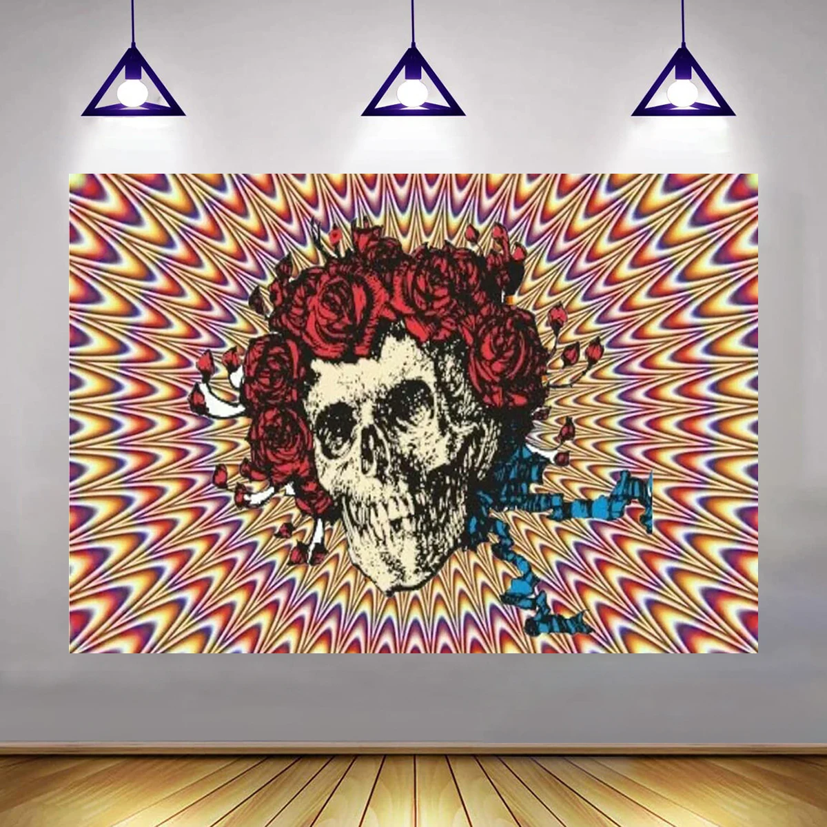 Dizzy 3D Day Of The Dead Backdrop Photography Skull Birde Fiesta Rose Banner Carnival Dress Up Dance Party Background Photoshoot