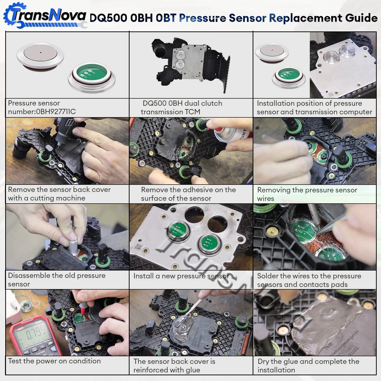 TransNova New 0BH 0BT DQ500 Transmission Clutch Pressure Sensor Control Unit TCU TCM for Audi TT Q3 A3 VW T4 Transporter Tiguan