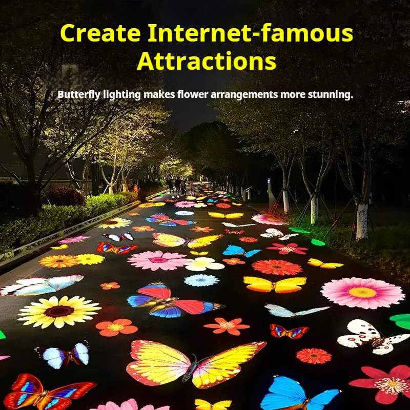 Outdoor Butterfly Projector Light IP65 Waterproof Dynamic Pattern Spotlight for Yard Garden Commercial Storefront Custom Logo
