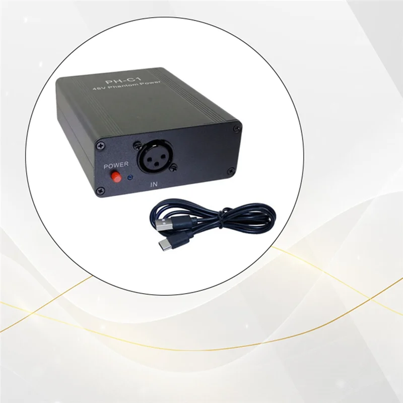 

Открытый портативный фантомный адаптер питания 48 В, перезаряжаемый для любого конденсаторного микрофона, записывающего оборудования