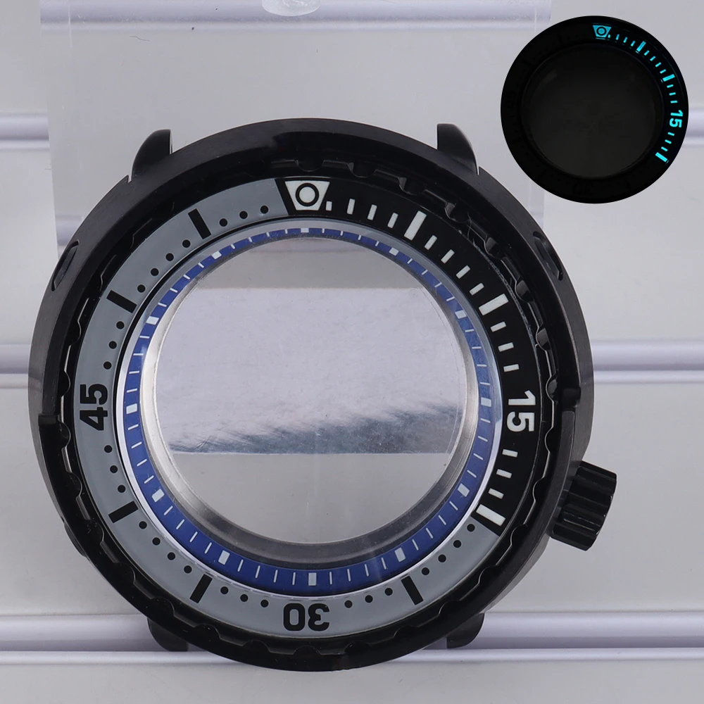 47mm Modifiziertes Taucheruhrengehäuse mit Leuchtlünette für Seiko NH35 NH36 NH34 NH38 4R36 Automatikwerk Tuna Can Mod 200M Wasserdicht – Detail 4