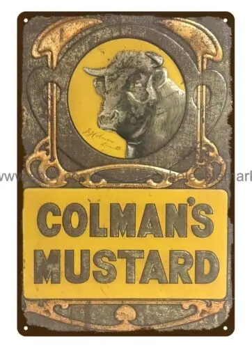 home kitchen restaurant pub living room COLMAN'S MUSTARD bull metal tin sign