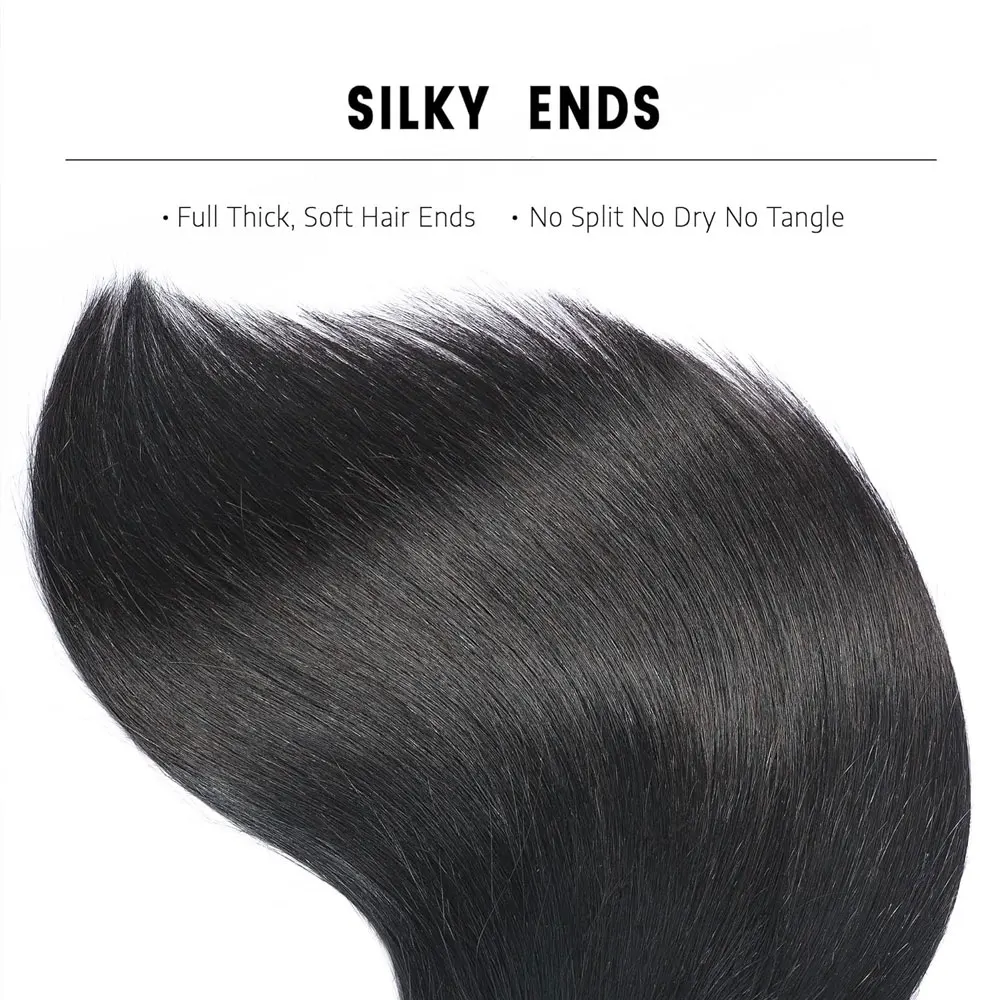 Extensiones de cabello liso largo brasileño de 14-32 pulgadas, 1/3/4 ofertas de extensiones, 100% extensiones de cabello humano virgen sin procesar, Color negro Natural