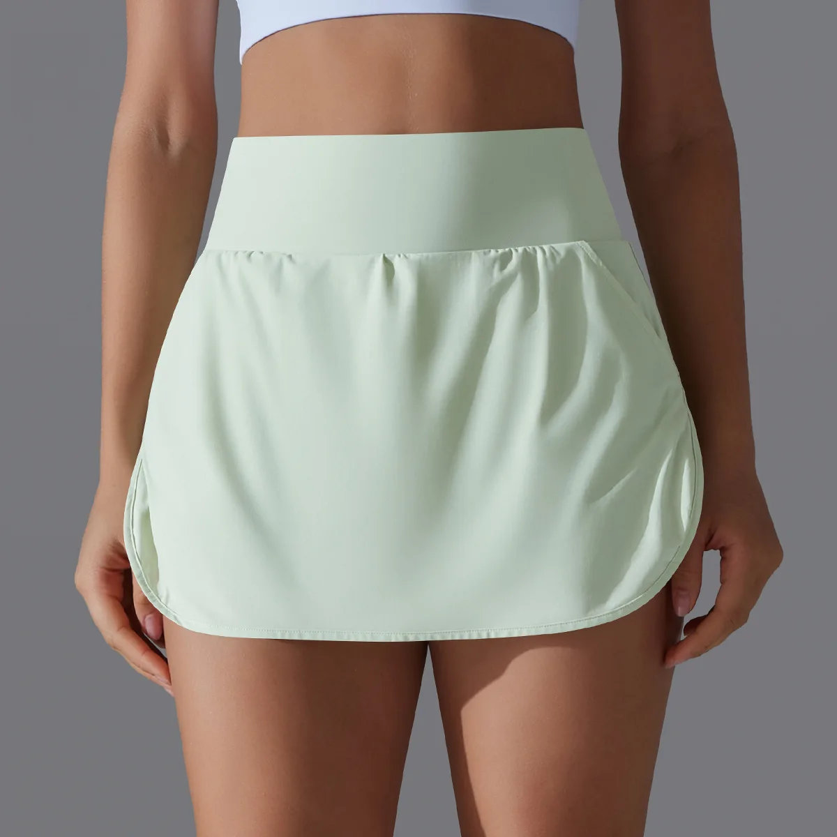 

Cool and Sunscreen Tennis Skirt New High Waist and Slimming Fake Two Piece Pants Women's Back Waist Pocket Sports Yoga Skirt