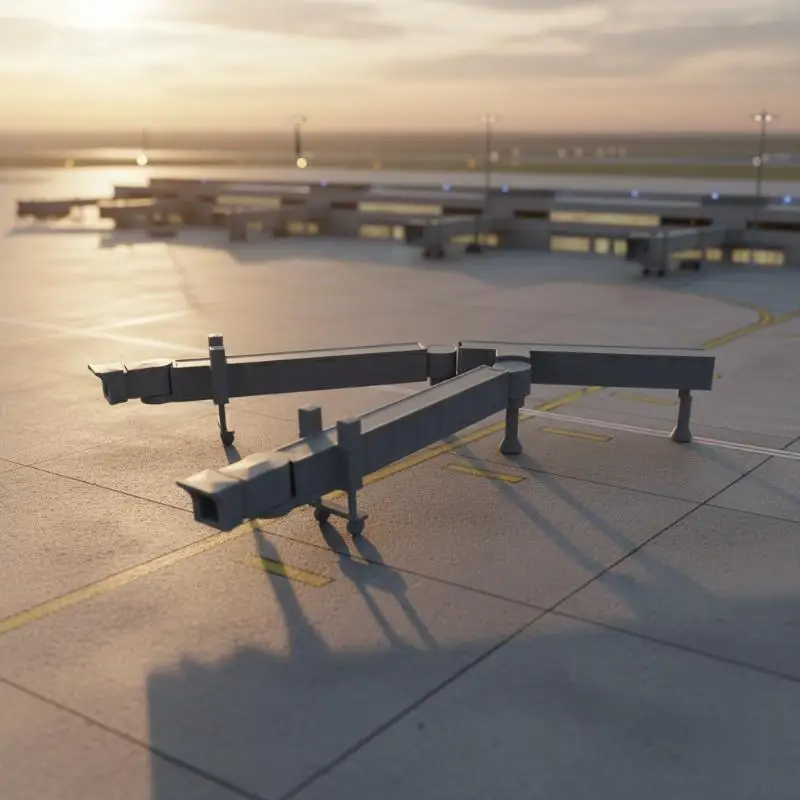 1 Set 1:400 Airport Equipment Double Corridor Bridge Model High Detail Scene Ornament for Collectible Shelf Display