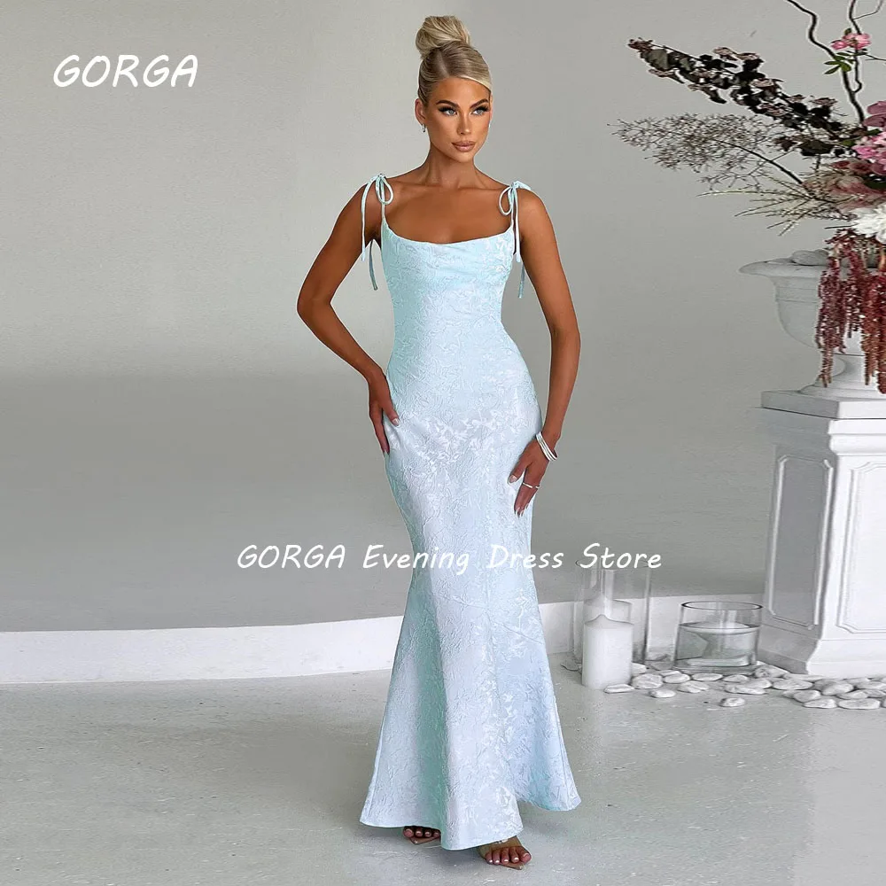 GORGA Sexy O-Neck Long Mermaid 2024 Slim Backless Satin Ocassion Gown Floor-Length Formal Evening Dress Party Dress