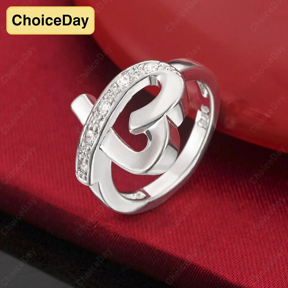 

ChoiceDay 925 Charm Sterling Silver 5-10 Exquisite Heart Shaped Zirconia Ring Women's Party Jewelry Accessories Engagement
