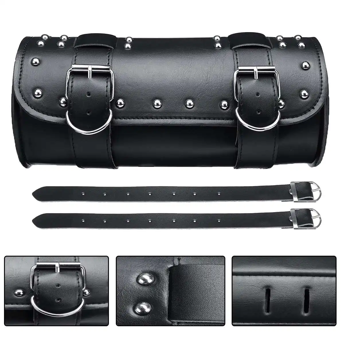 

Universal Motorcycle PU Leather Saddlebag Tool Storage Bag Front Fork Roll Saddle Luggage Bags For Suzuki For Honda For Yamaha