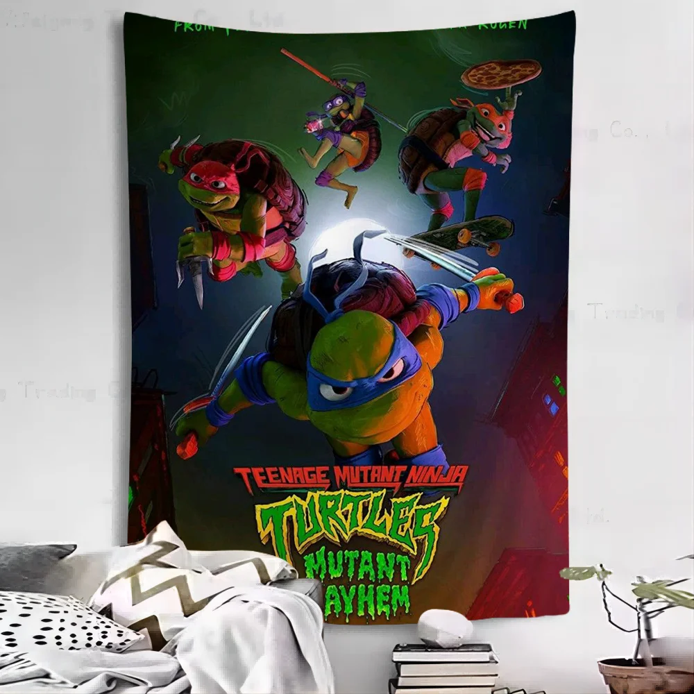 Teenage Mutant Ninja Turtles Anime Tapestry Hippie Flower Wall Carpets Dorm Decor Wall Hanging Home Decor