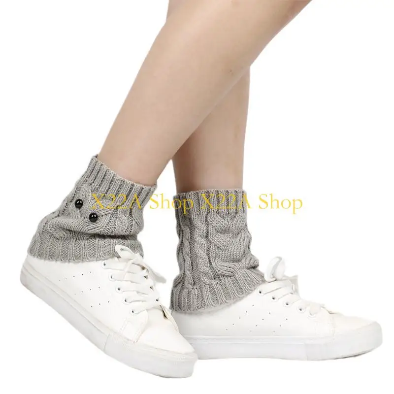

Unique Women Winter Cable Knit Leg Warmers Owl Eyes Boot Cuff Ankle Socks