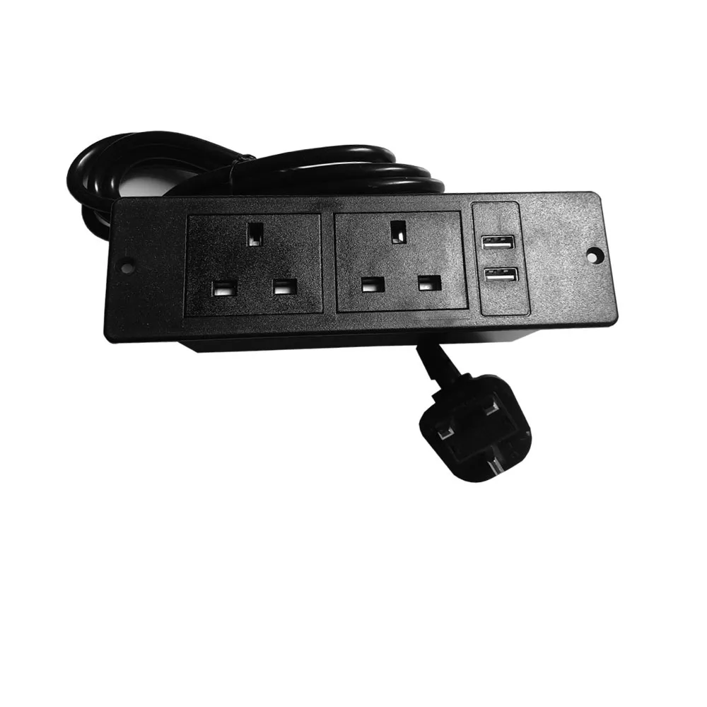 5PCS British 3 Pin Power Desktop USB Plug Row 10A Spina elettrica per mobili da ufficio Comodino Libreria-Incassato nei mobili