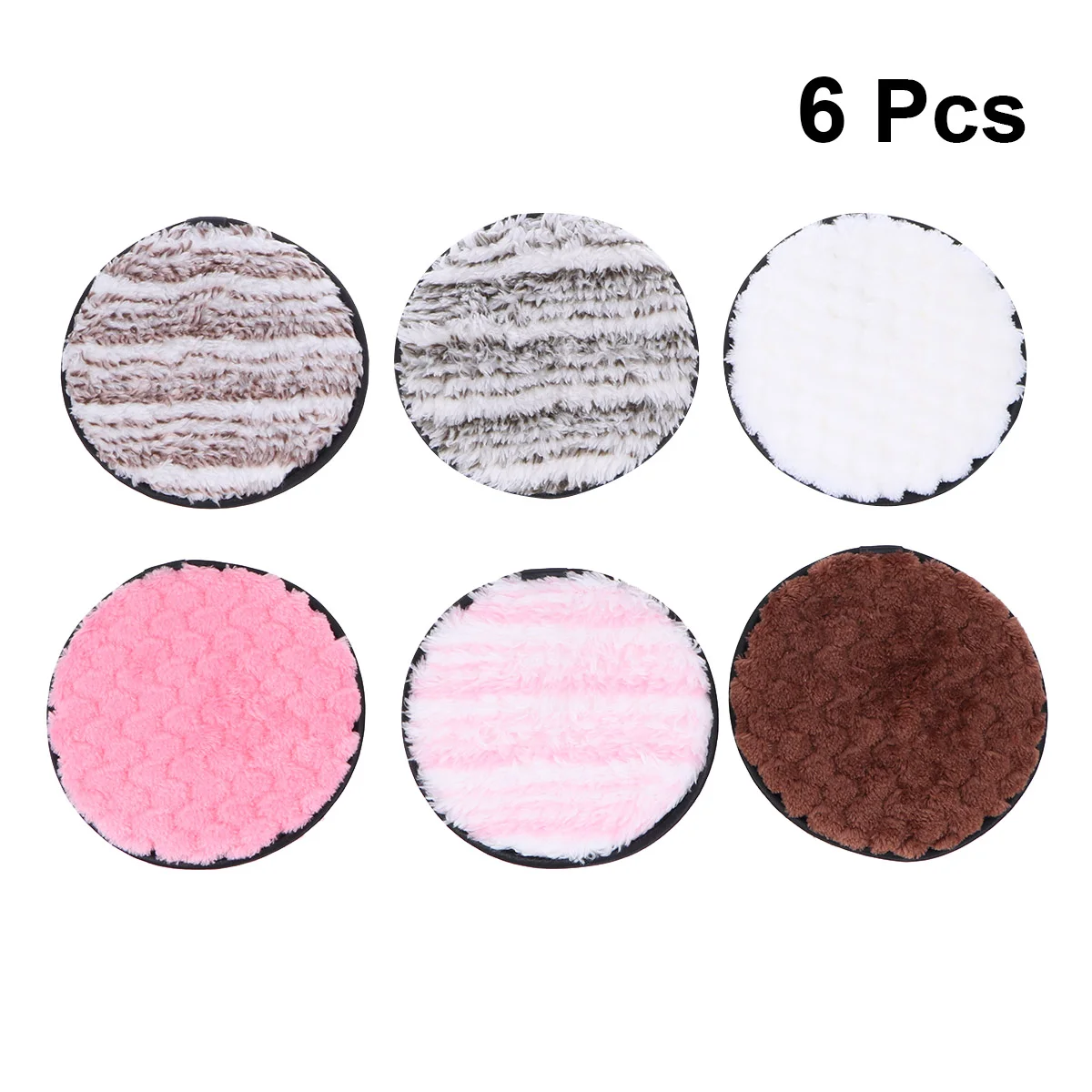 6Pcs Unloading Fluffy Facial Cleaning Makeup Remover Pads Reusable Store Women Girls Random Color