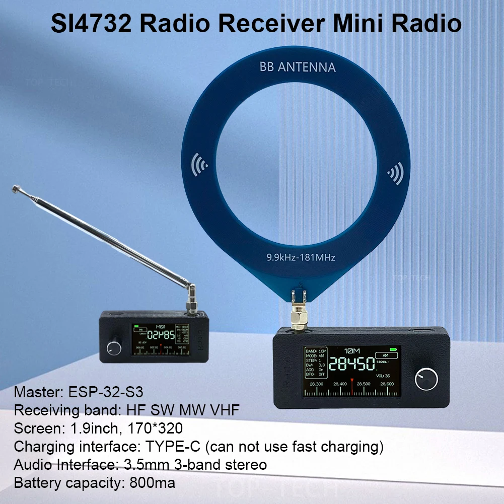 SI4732 Mini radio tascabile da 0,5-108 mhz LSB USB AM FM FM/AM Radio con antenna Ricevitore radio per tutte le bande HF SW MW VHF Radio