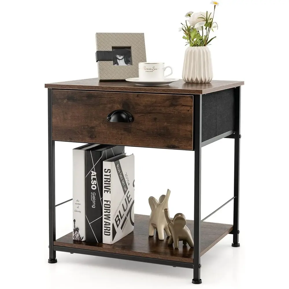 

2-Tier Nightstand Bed End Sofa Coffee Table for Bedroom Living Room