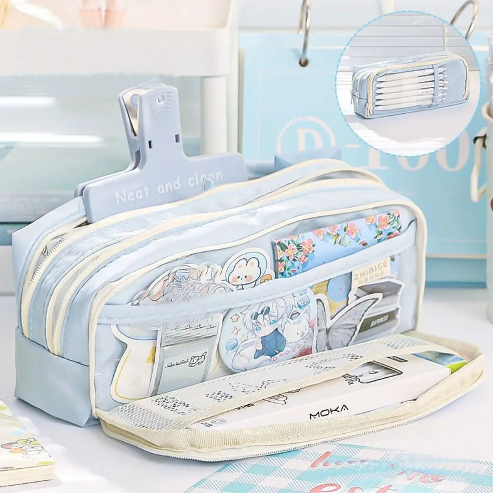 Clear Pencil Case New Large Capacity Stationery Bag Pencil Box School Pouch Transparent Pen Bag Girls