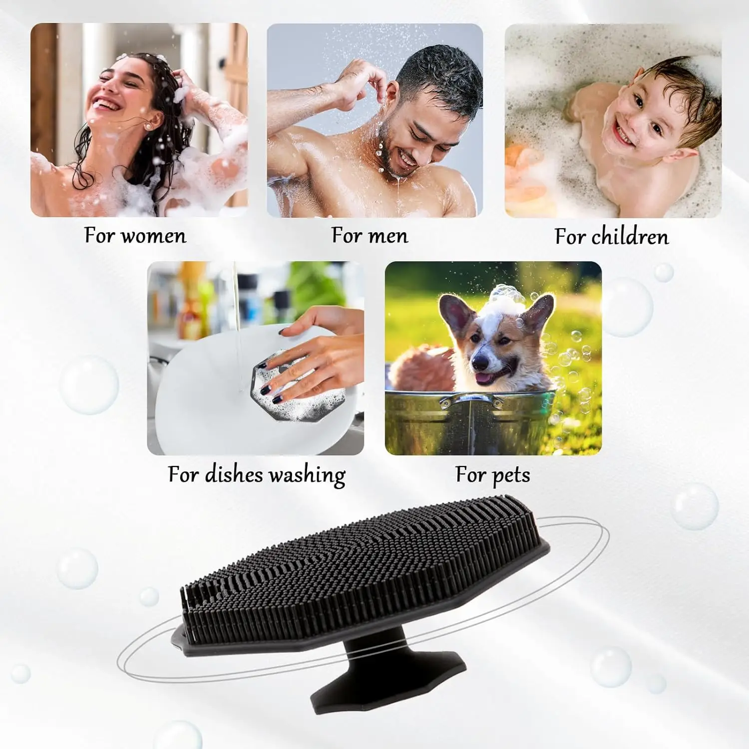 Lot de 2 épurateurs en silicone pour le corps, brosse exexpansive avec luffa en silicone pour le cuir chevelu, shampooing pour cheveux, livres de peau B