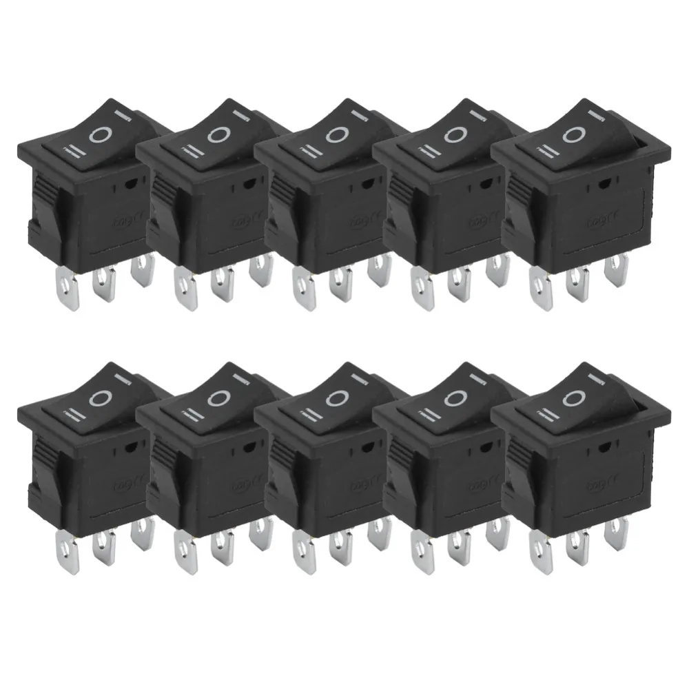 10Pcs KCD1 Mini Rocker Switch 6A250V 10A125V 3 Pin 3 Position Boat Rocker Switch Square Black Toggle ON-OFF-ON Home Appliances