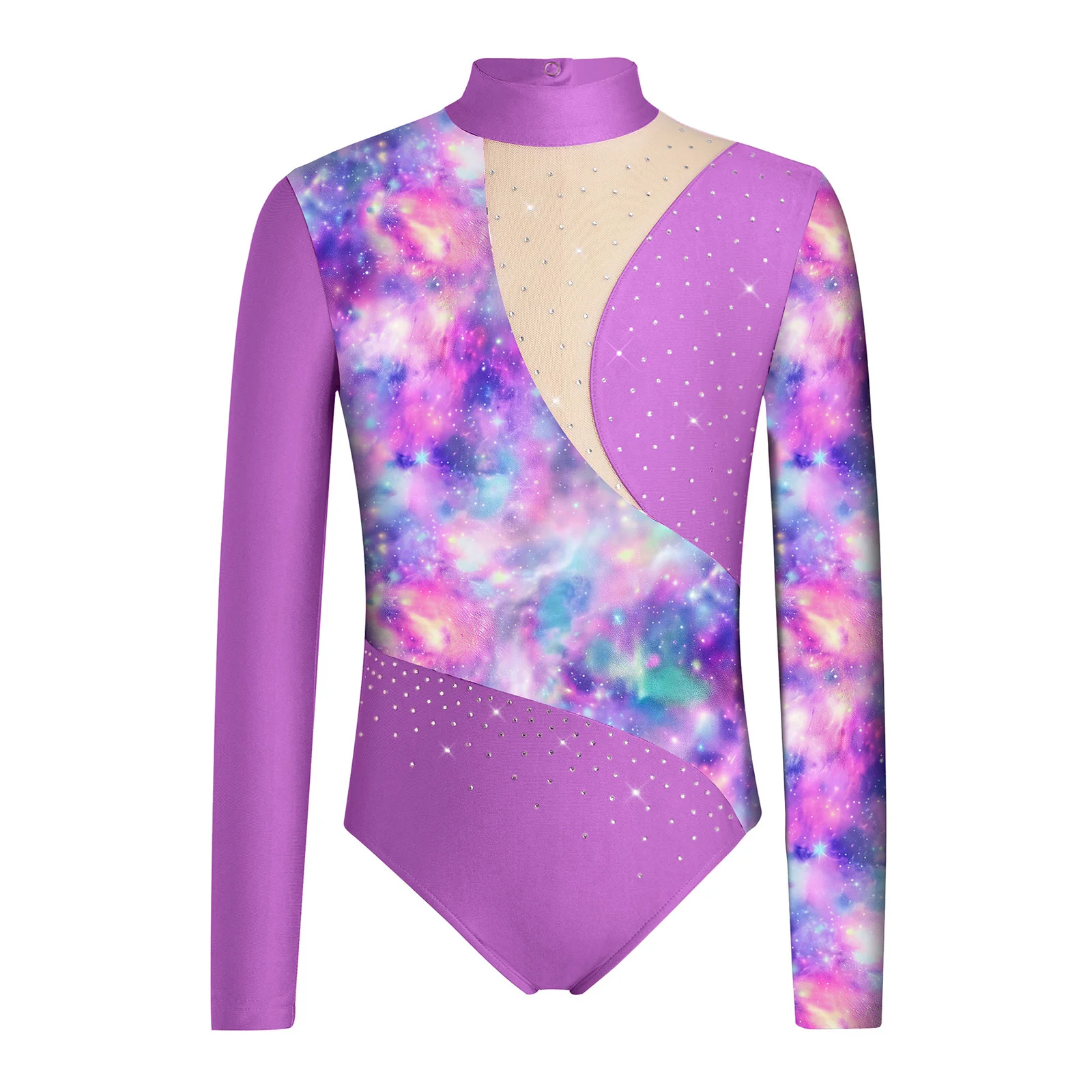 Kids Girls Rhythmic Gymnastics Leotard Teen Floral Print Ballet Dance Bodysuit Children Ice Figure Skating Jumpsuits Dancewear