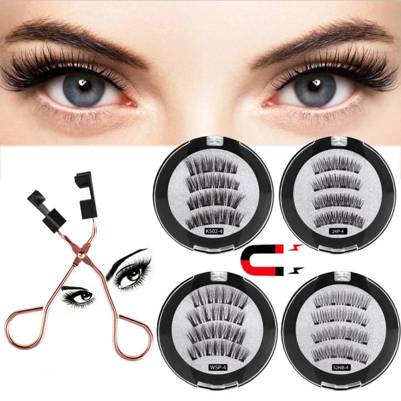 2 Pairs 8D Quantum Magnetic Eyelashes Add Curler Soft Magnet Technology Beauty False Eyelashes Makeup for Wedding Without Glue