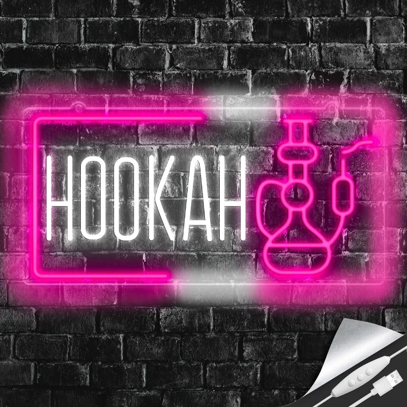 

Hookah Neon Sign LED Hookah Smoke Shop Hookah Wall Decor for Man Cave Bar Smoke Louge Business Open Light Party Decoration