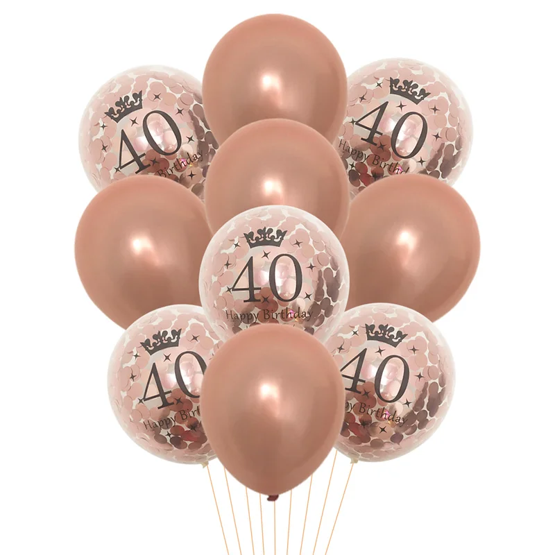 10 قطعة Rosegold 12 بوصة 30 40 50 60 عيد ميلاد سعيد اللاتكس بالونات النثار الكبار حفلة عيد ميلاد 30th الذكرى ديكور لوازم #2