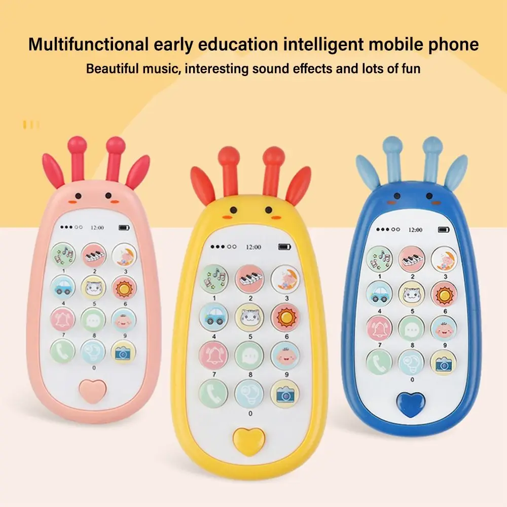 Cartoon Muziek Geluid Babytelefoon Speelgoed met Bijtring Herten/Giraffe Stijl Muziek Mobiele Muziek Stemspeelgoed Kinderen
