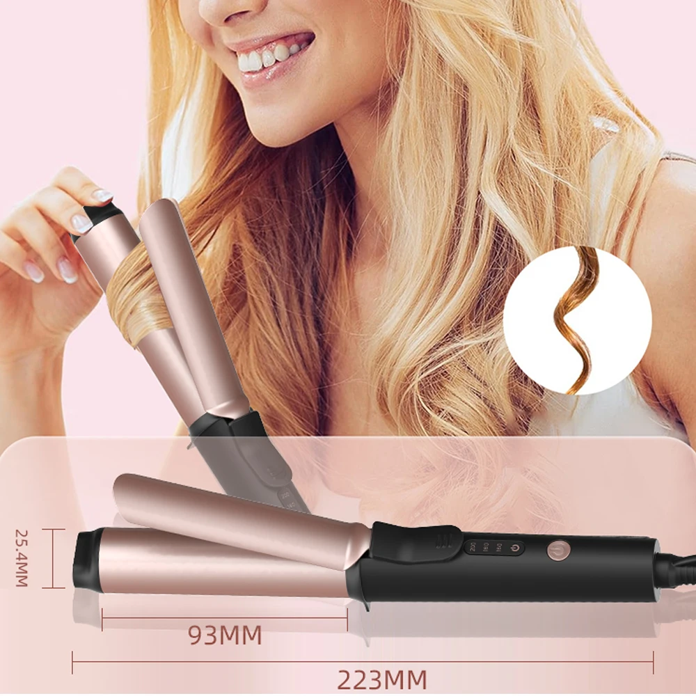 SMET Dual Voltage Portable Rose Gold Travel Size Ceramic Mini Hair Curler Curling Iron