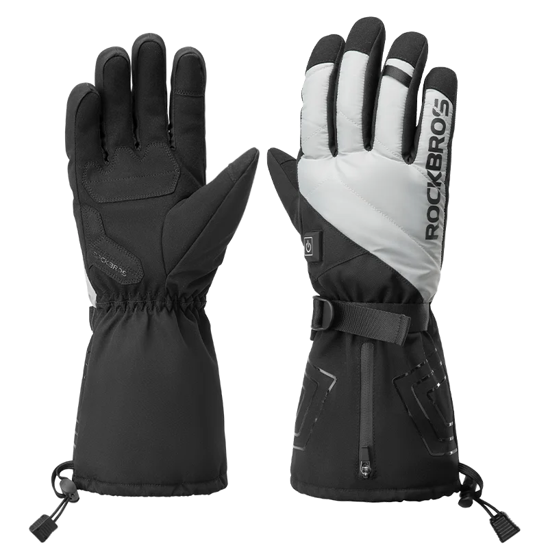 ROCKBROS Warm Heated Gloves Snowmobile Gloves With 3 Levels 4000mAh Rechargeable Battery Powered Electric Thermal Heat Glove