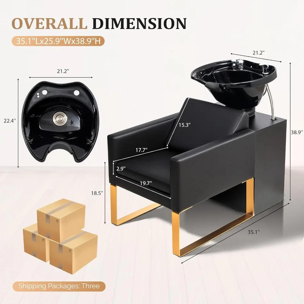 ステンレススチールフレームと認定シャンプーボウルを備えたサロン用シャンプーチェア（ヘアウォッシングステーション用）