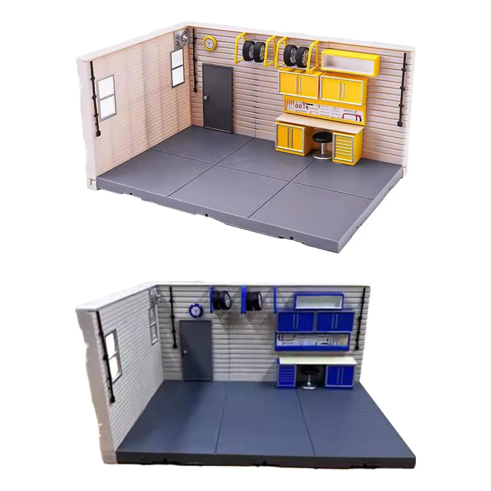 1:43 Car Repair Shop Model Ornaments Simulation Parking Lot Display Case