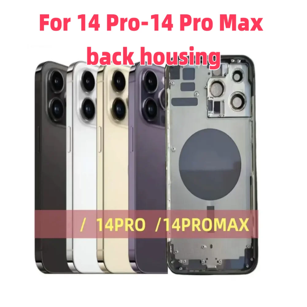 Back housing For iphone 14Pro-14Pro Max Battery Back Cover Rear Door Middle Chassis Frame + SIM Tray Side Key Parts Housing Case