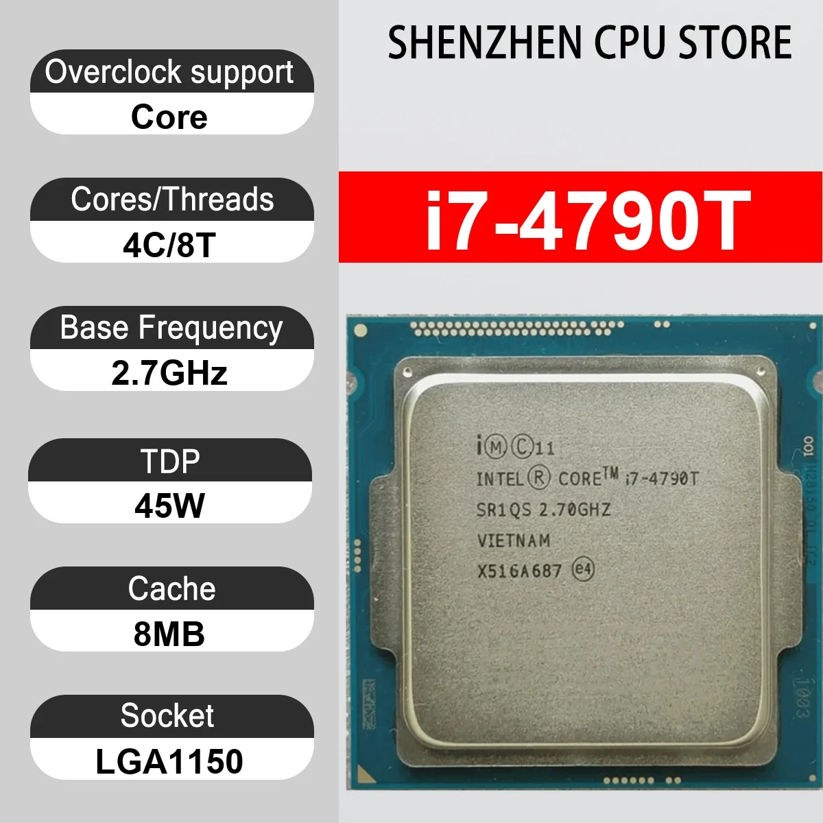 Intel Core i7-4790T 4 Core 8 Thread 2.7GHz 45W 8MB Cache 22nm LGA1150 SR1QS DDR3 1333/1600 MHz / DDR3L 1333/1600 MHz