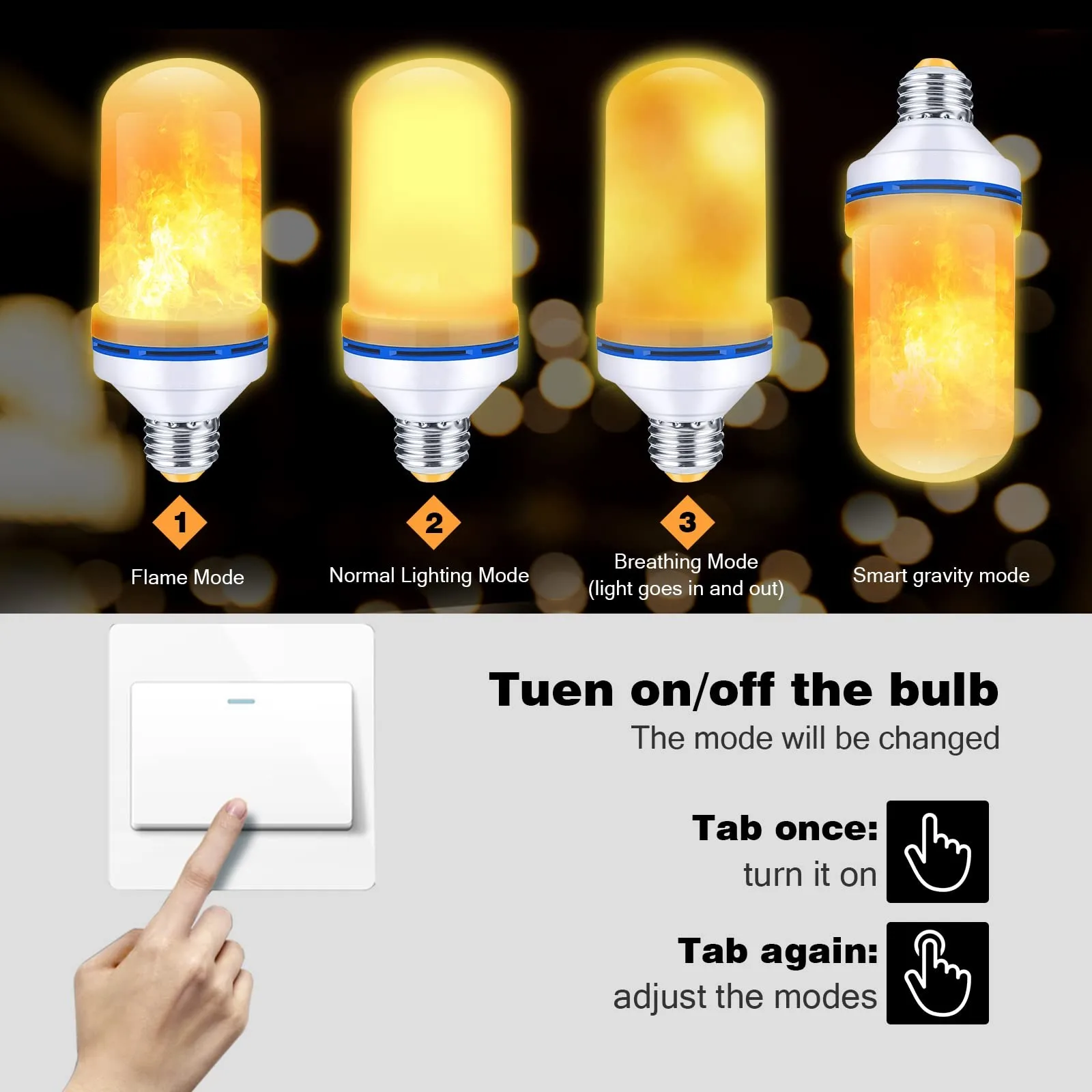 LED E27 Flame Bulb Fire lamp Corn Bulb Flickering Blue Circle LED Light Dynamic Flame Effect 12W 110V-220v for Home Lighting