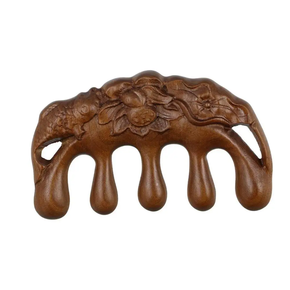 

Hair Care Tool Spa Lotus Fish Gift Wood Pocket Comb Wide Teeth Hair Comb Head Wooden Massage Comb Scalp Massager Brush