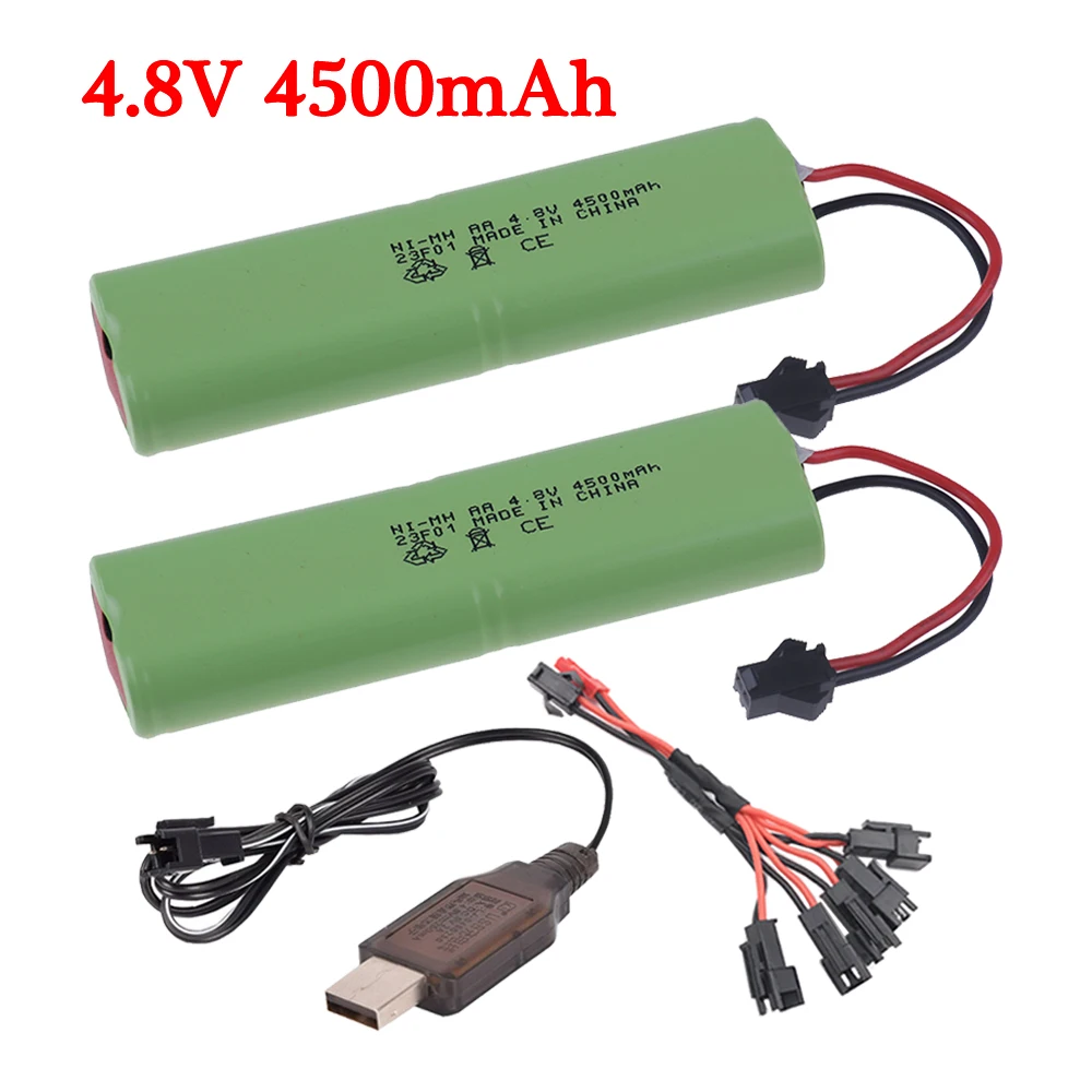 Cargador de batería NiMH de 4,8 v, 4500mah, para juguetes Rc, coches, tanques, Robots, barcos, pistolas, Ni-MH, AA, 4,8 v, enchufe SM