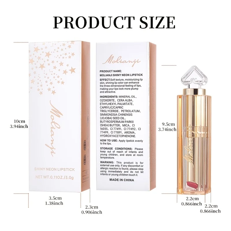 Molianji シャイニーネオンリップクリーム、シャイニービューティーコスメティックス、光沢のある唇を作成、バレンタインデーギフト用グリッターリップクリーム、キラキラリップクリーム、スターライト点滅、保湿リップクリーム、初心者に最適、塗りやすい