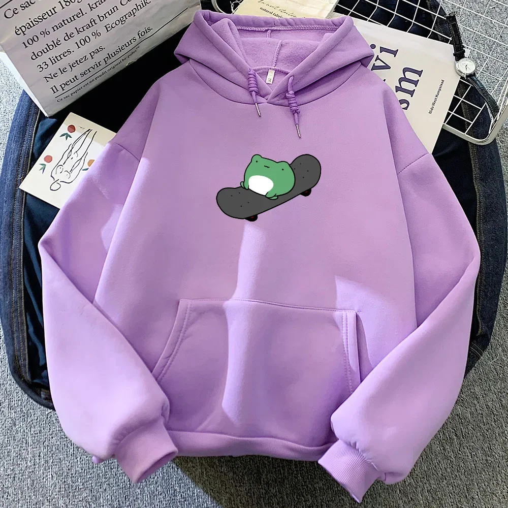 Harajuku Printed Lovely  Skateboard Frog Casual Hooded Hoodies Pullover Female Thicken Women Autumn Thick Loose Sweatshirt