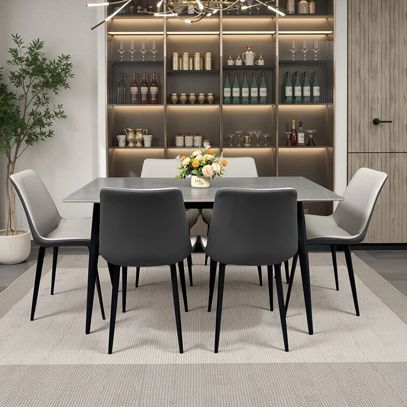 

High Legs Design Dining Tables Square Black Cheap Modern Wooden Dining Tables Luxury Space Saving Mesa Comedor Home Furniture