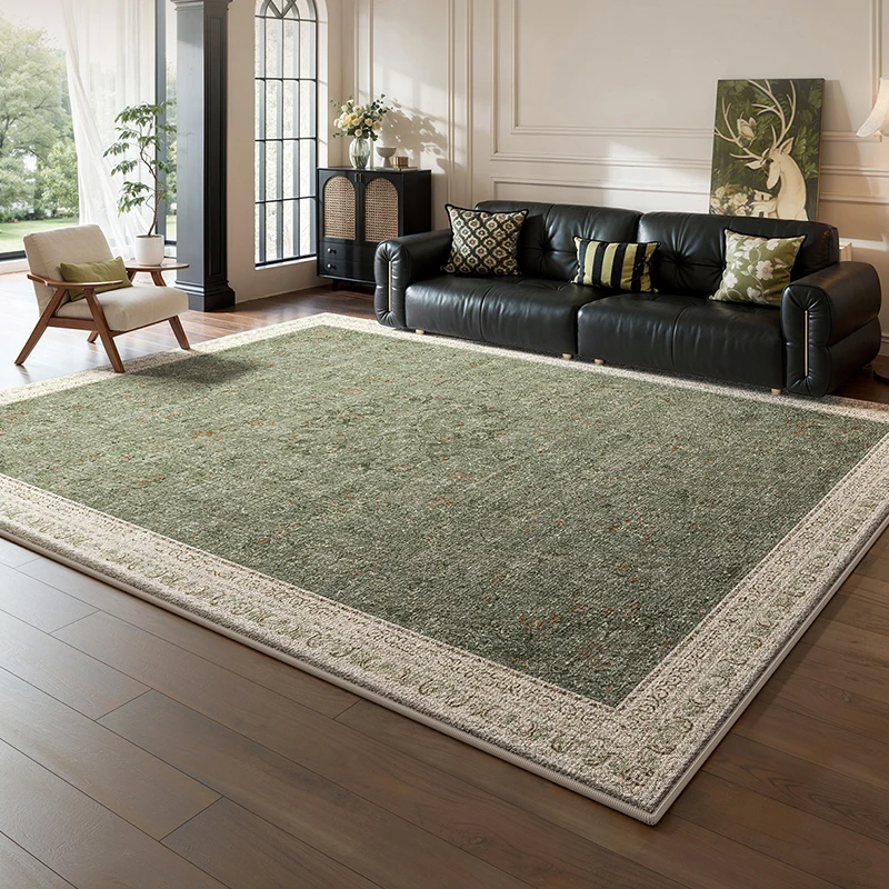 Green Soft Plush Carpet Retro Chinese Style Area Rug for Bedroom Decor Large Customize Sofa Bedside Floor Mat Home Cloakroom Rug