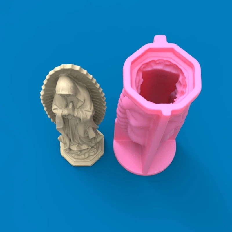 Molde silicone 3d faça você mesmo, vela aromaterapia, escultura da virgem maria, resina epóxi, molde fundição, faça