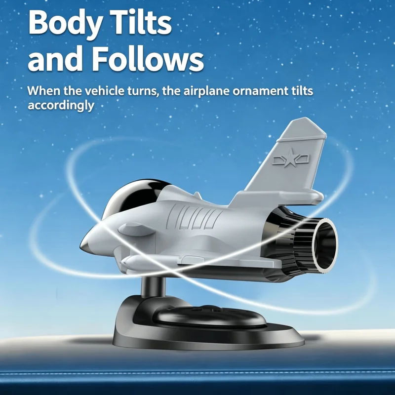 Solar Fighter Jet Car Air Freshener 360 Rotating Dashboard Light Activated Auto Spin Long Lasting Scent Universal Fit for Men