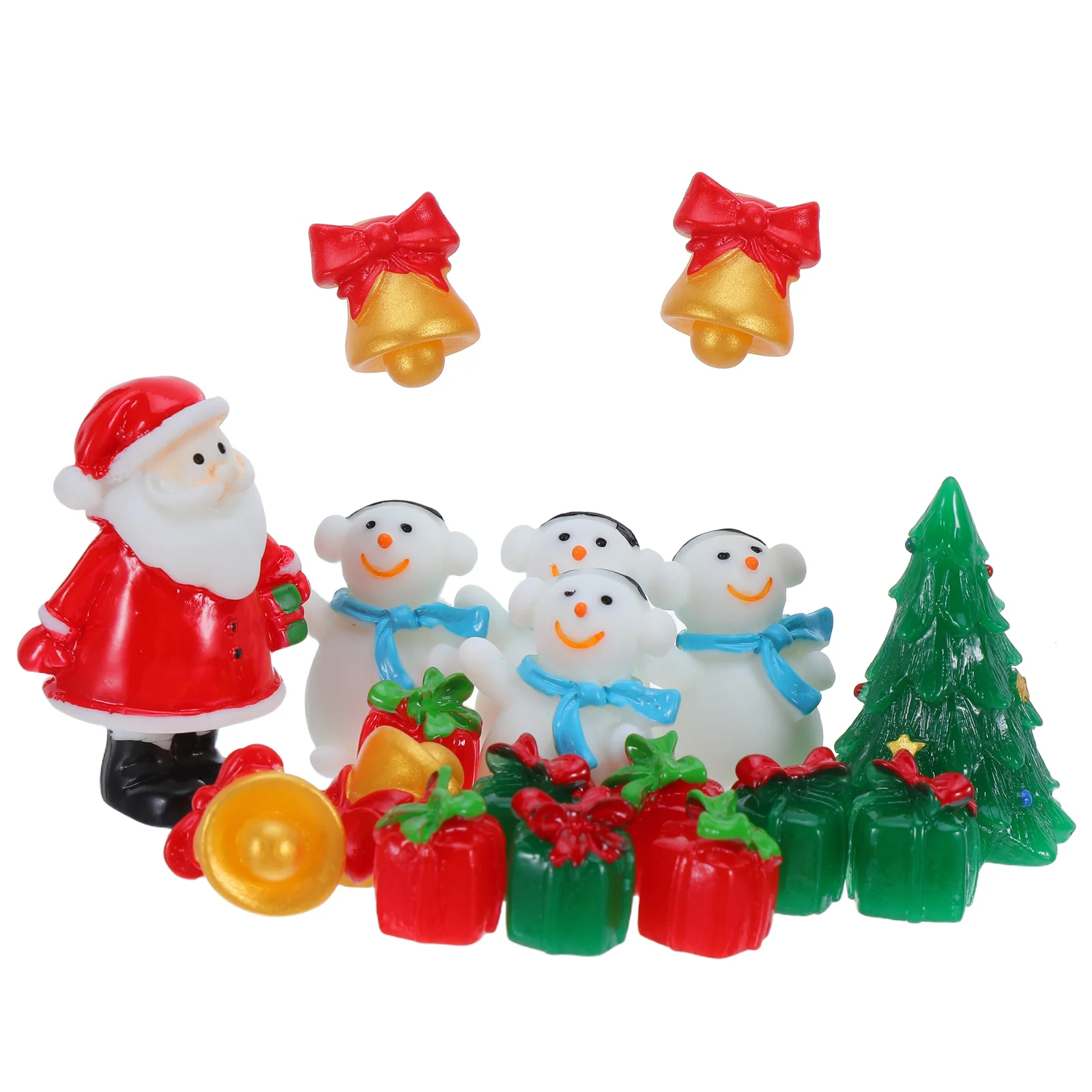

1 Set Of Christmas Snowman Figurines Resin Xmas Tree Gift Box Decor Mixed Style Micro Landscape Ornament For Indoor Outdoor