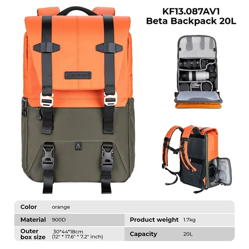 Imagen 2 del producto Mochila para Cámara K&F CONCEPT, Bolsa de Fotografía de Viaje, Gran Capacidad, con Cubierta Lateral Impermeable para Trípode, para Laptop de 15.6 Pulgadas