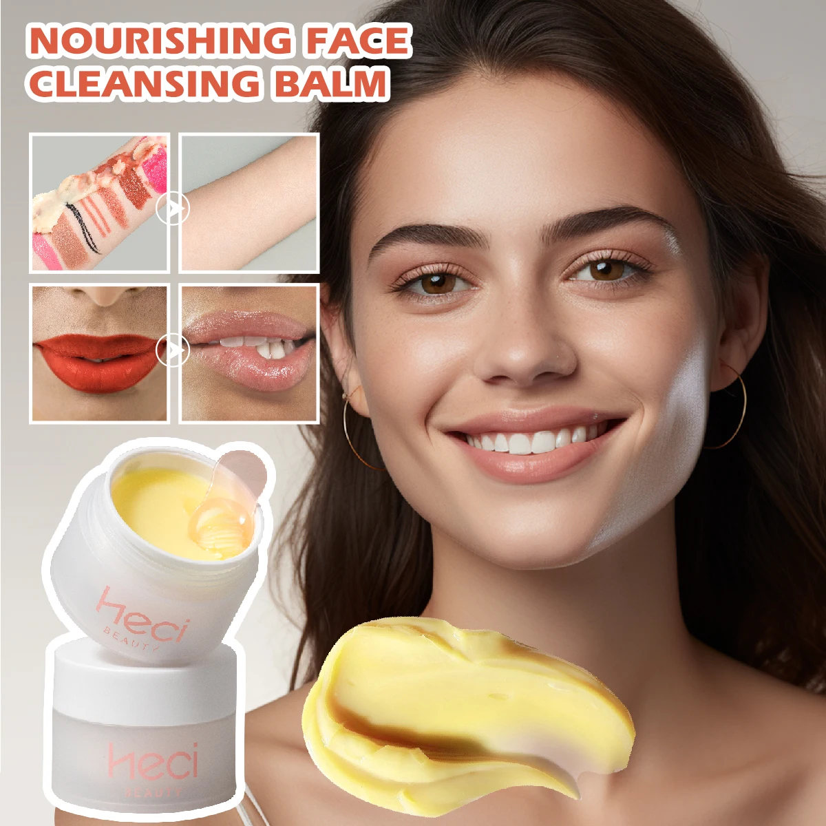 80g Grape Seed Oil Cleansing Balm With Spoon Hydrating Face&Eye Deep Cleanser Nourishing Collagen Cruelty Free Makeup Remover Cr