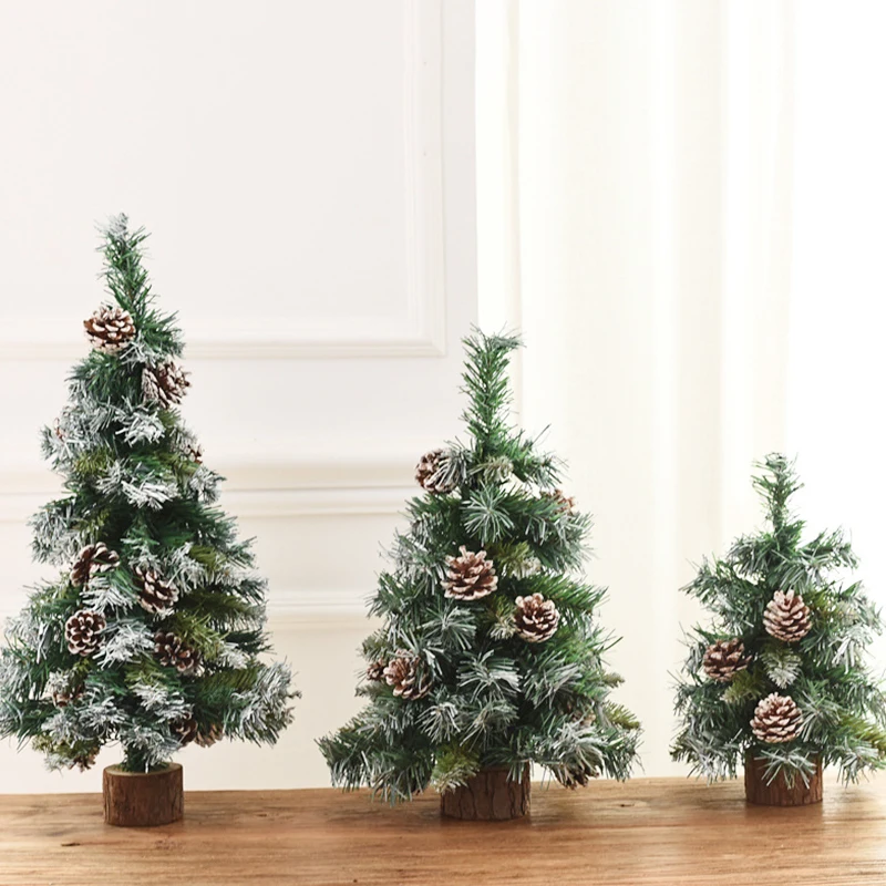 European Pine Needle Spray White Mini Christmas Tree Simulation Garland Desktop Ornament Decoration