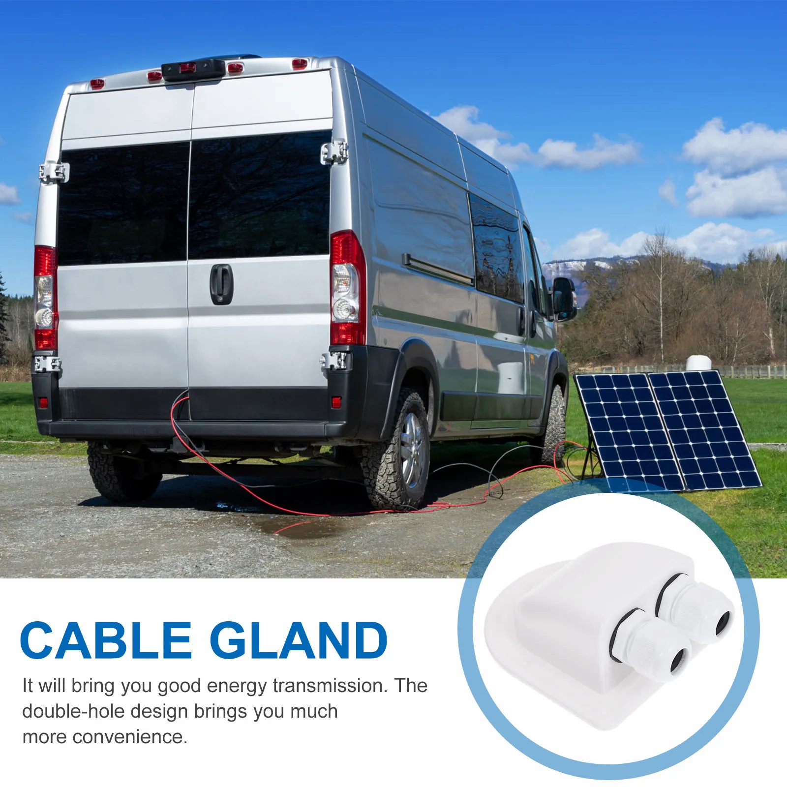 Rv Roof Entry Gland Dual Hole Waterproof Cable Gland ABS Plastic Solar Panel Wiring Accessory for Caravan Boat Vehicle Mounting