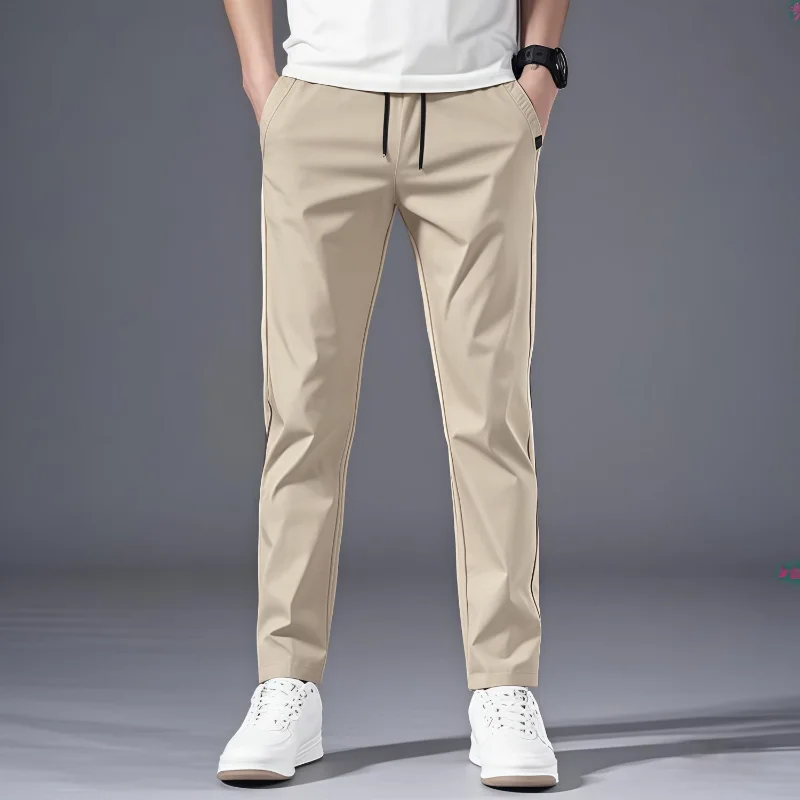 

Straight Fit Waist Drawstring Casual Pants for Daily Travel Fashion Style Men's Outerwear Solid Color Versatile