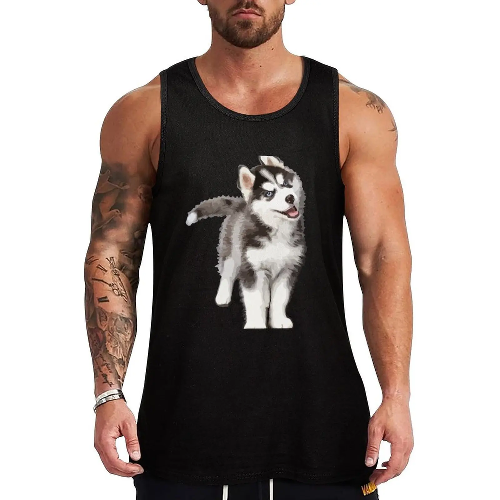 Pomsky Portrait - Regalo para amantes de los Pomsky - Camiseta sin mangas con diseño de cachorro, camiseta sin mangas para gimnasio, camiseta ligera de secado rápido